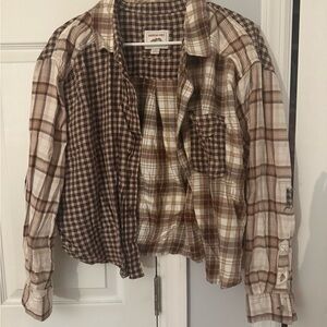 American Eagle Outfitters Brown Plaid Button Down Shirt
